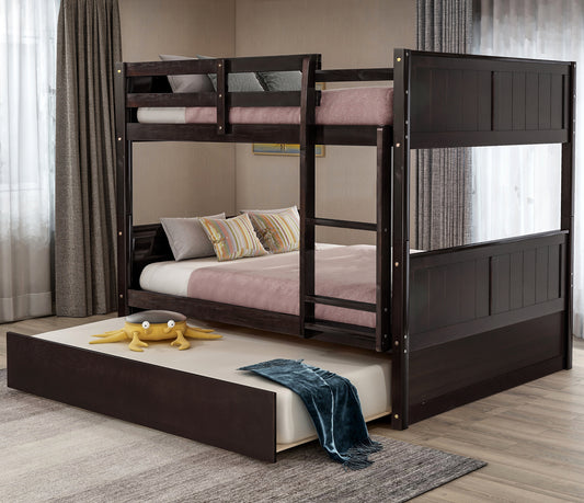 Full Over Full Bunk Bed with Twin Size Trundle, Espresso (old sku: LP000150AAP )