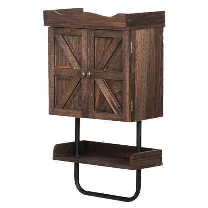 Bathroom Storage Cabinet with One Open Shelf, Wall Mounted Wooden Cabinet, Antique Brown