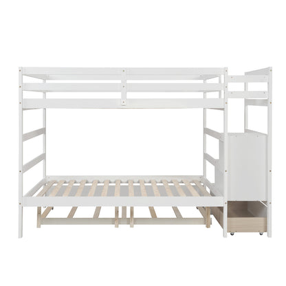 Full over Full Bunk Bed with Twin Size Trundle (White)(OLD SKU :LP000033AAK)