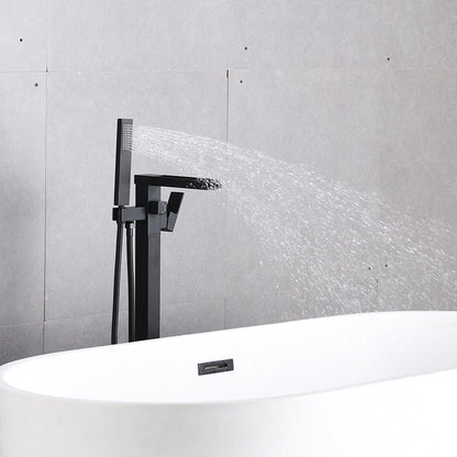 1-Handle Freestanding Bathtub Faucet with Hand Shower, Matte Black