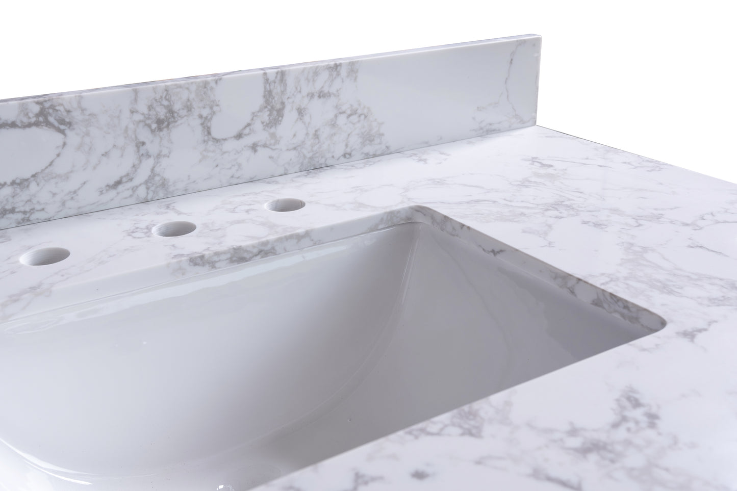 Montary 49" carrara white engineered stone vanity top backsplash