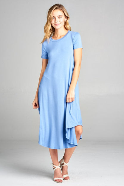 SOLID SWING SHORT SLEEVE DRESS