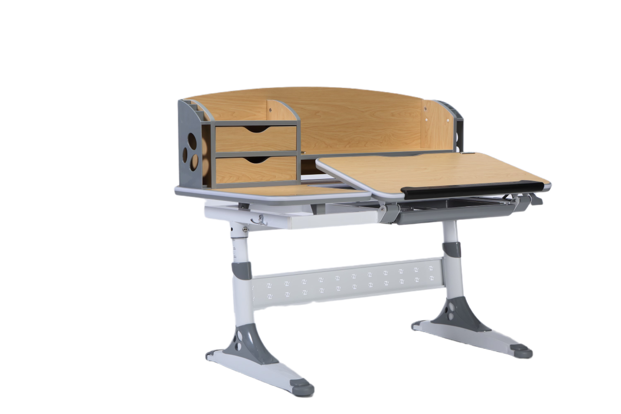 Ergonomic Multi Function Adjustable Kids Study Desk & Hutch Model E WOOD COLOR