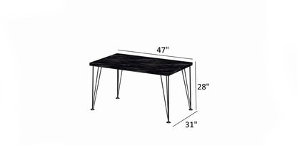 Furnish Home Store Soler 4 Metal Legs 47" Wooden Top Writing and Computer  Desk for Home Office, Black