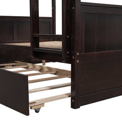 Full Over Full Bunk Bed with Twin Size Trundle, Espresso (old sku: LP000150AAP )