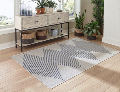 Ashley Alverno White+Blue Contemporary 7'10" x 10'2" Rug R405001