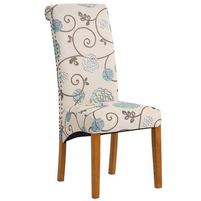 Bionic Beige Pattern Dining Chair with Nail Head Trim, Set of 2