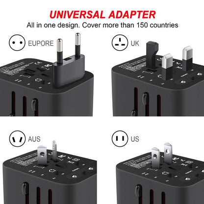 Worldwide Plug Adapter With 4 Port USB Fast Charger And A Surge Protector by VistaShops