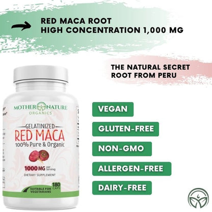 Red Maca Capsules by Mother Nature Organics