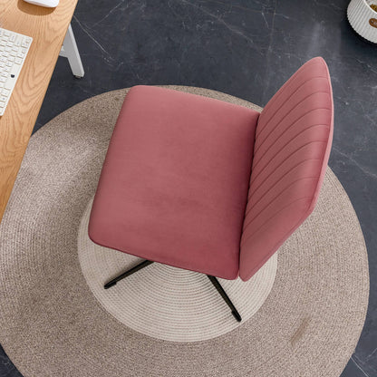 Pink Velvet Material. Home Computer Chair Office Chair Adjustable 360 °Swivel Cushion Chair With Black Foot Swivel Chair Makeup Chair Study Desk Chair. No Wheels