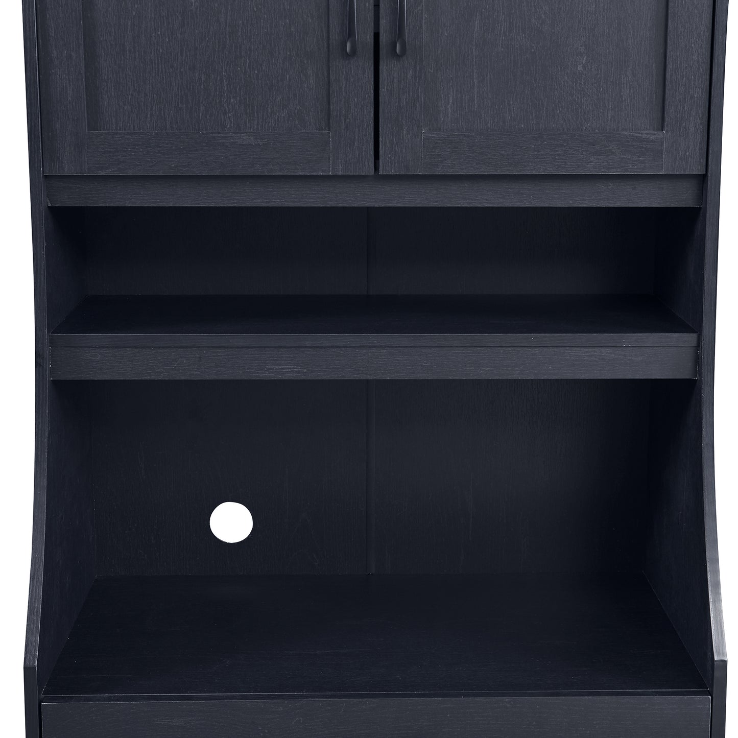 TREXM One-body Style Pantry Cabinet Kitchen Living Room Dining Room Storage Buffet with Doors, Adjustable Shelves (Black)