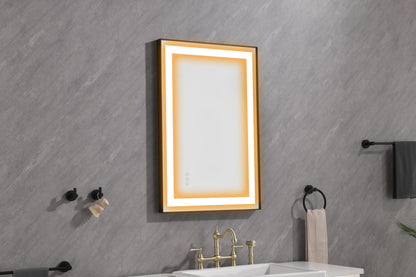 LED Lighted Bathroom Wall Mounted Mirror with High Lumen+Anti-Fog Separately Control