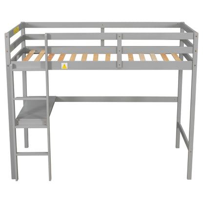 Twin Loft Bed with  built-in desk,Grey