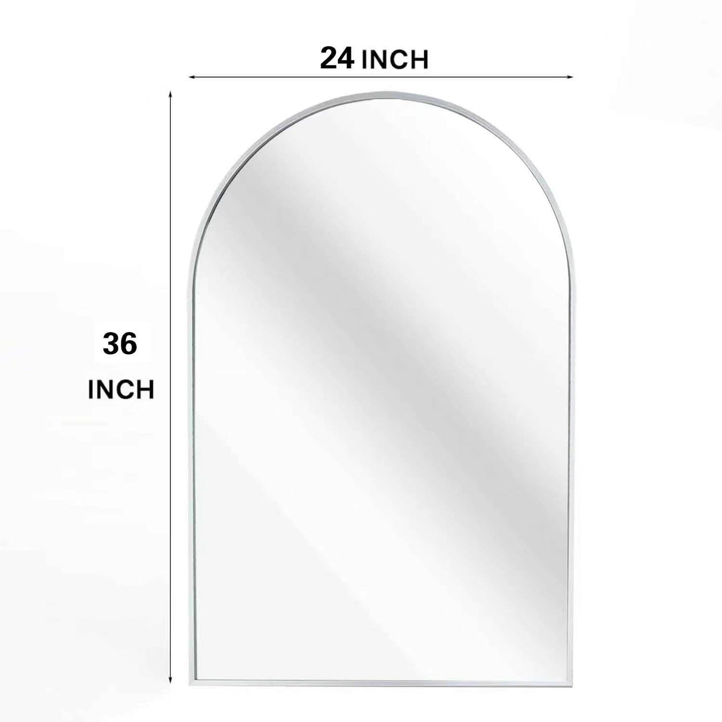 Wall Mirror 36"x24", Bathroom Mirror, Vanity Mirror, for Bathroom, Bedroom, Entryway, with Metal Frame, Modern & Contemporary Arch Top Wall Mirror (Sliver)