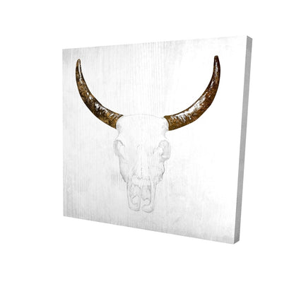 Bull skull with brown horns - 32x32 Print on canvas