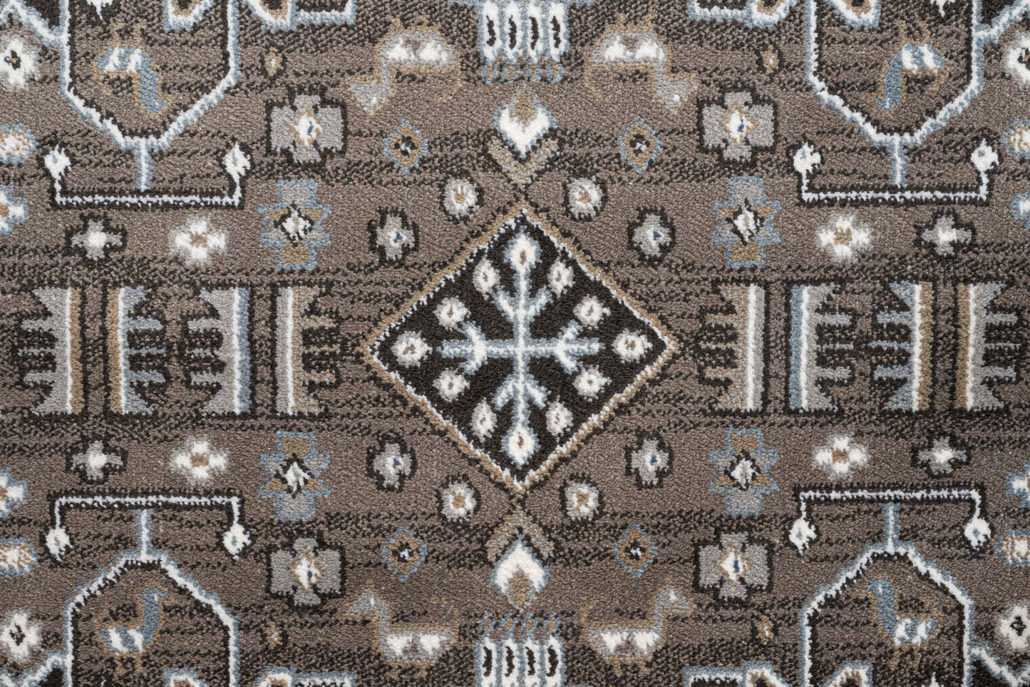 Gabriella Medallion Brown, Beige, Ivory and Blue Viscose Area Rug 8x10