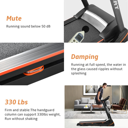 Folding Electric 3.5HP Treadmill With Incline Medium Running Machine Motorised LCD Gym 330lbs； Folding Treadmill Electric Motorized Power 14.8KM/H Running Fitness Machine Gym(W54022178 Upgrade)