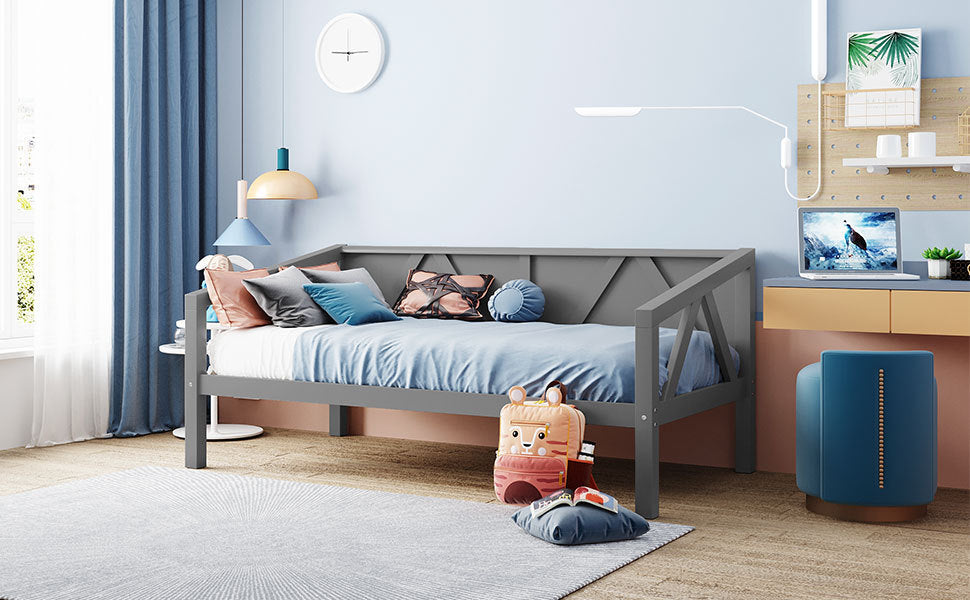 Twin size Daybed, Wood Slat Support, Gray