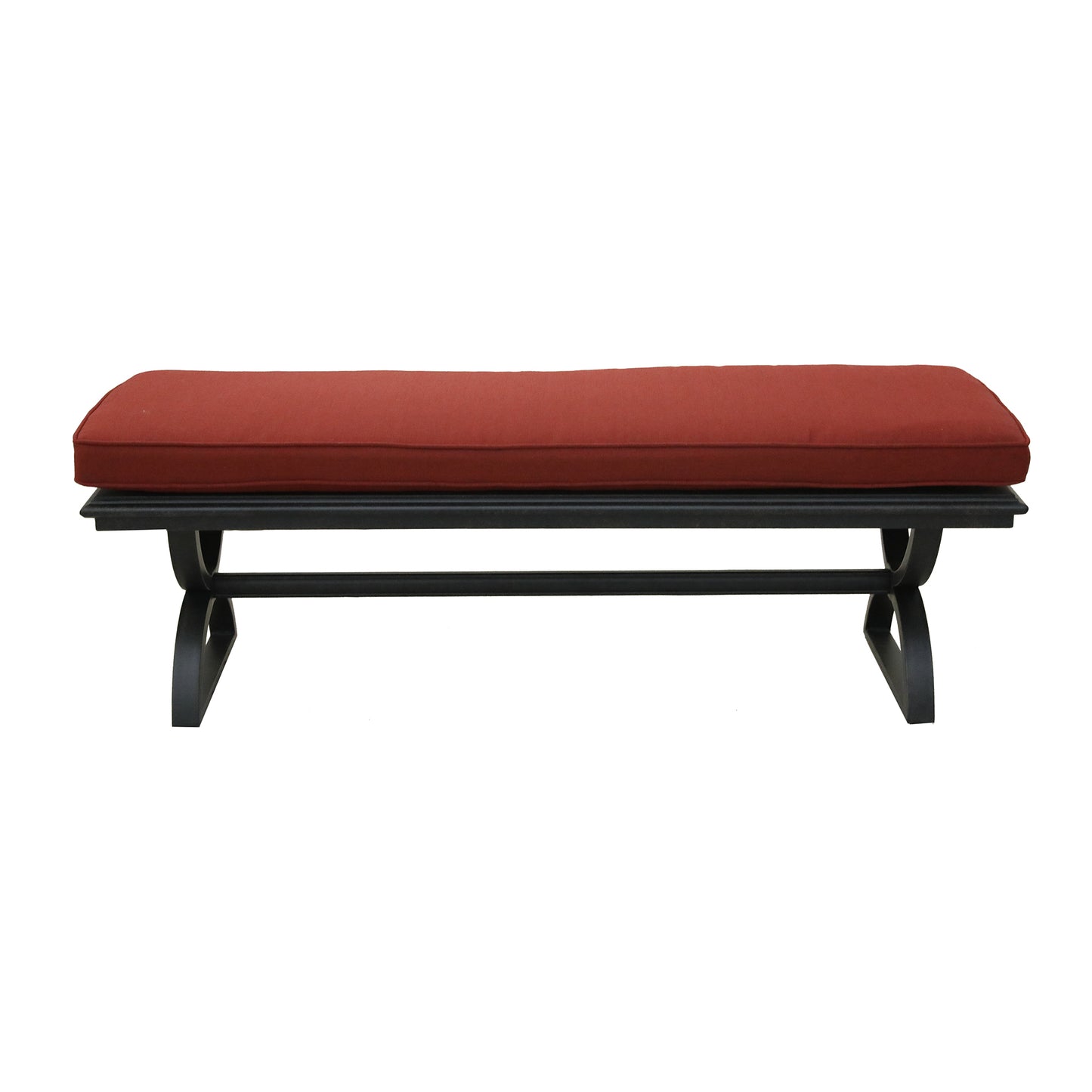 Outdoor Aluminum Bench with Cushion, Dark Lava Bronze/Terracotta