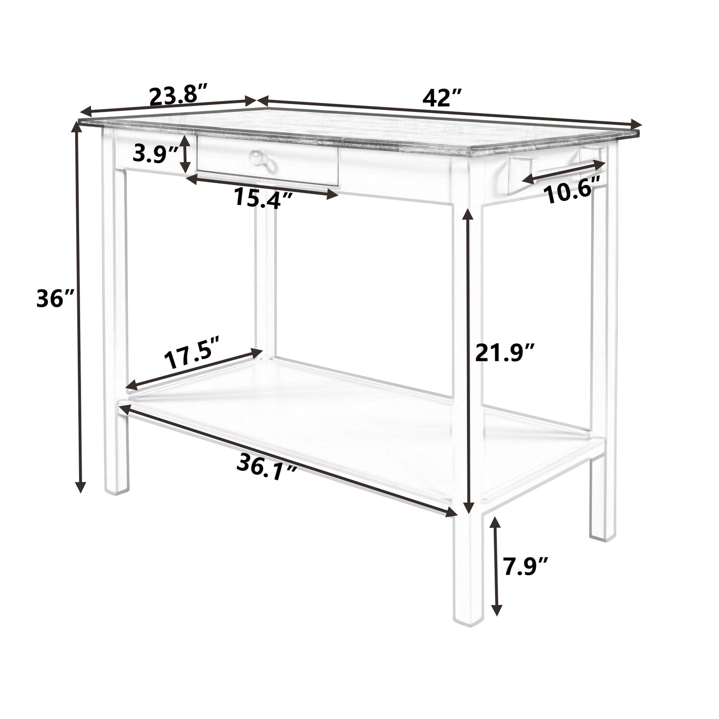 TOPMAX 42" Solid Wood Kitchen Island with Seating, Butch Block Prep Table with Storage, Rubber Wood Dining Table with Drawer and Towel Rack for Small Place, Walnut+Cream White