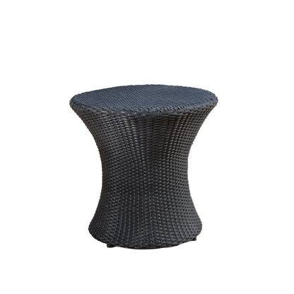 Townsgate Outdoor Brown Wicker Hourglass Side Table Black