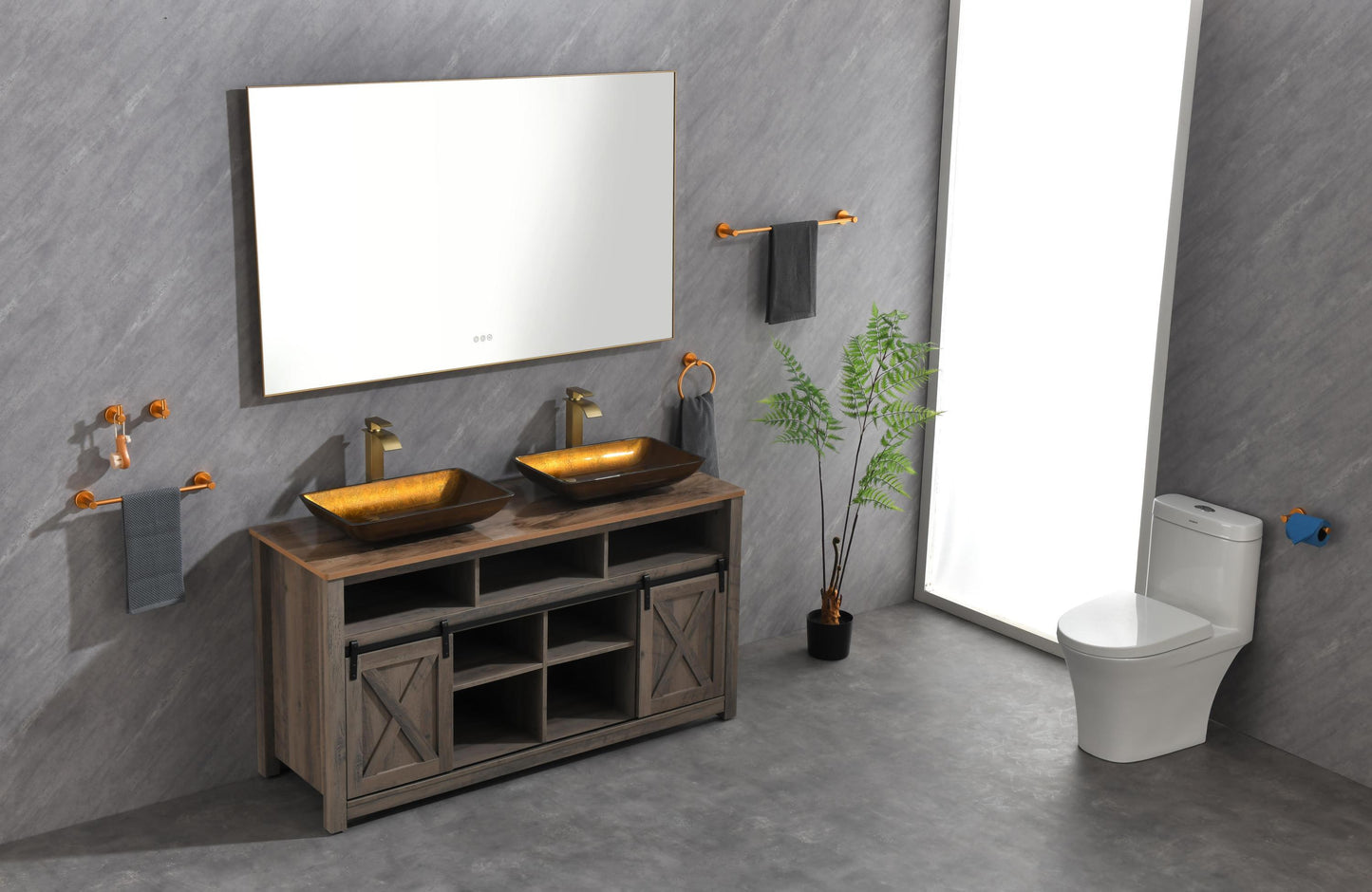 60x 36Inch LED Mirror Bathroom Vanity Mirror with Back Light, Wall Mount Anti-Fog Memory Large Adjustable Vanity Mirror