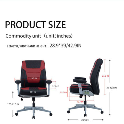 Office Desk Chair, Air Cushion Mid Back Ergonomic Managerial Executive Chairs, Headrest and Lumbar Support Desk Chairs with Wheels and Armrest, Black/Blue