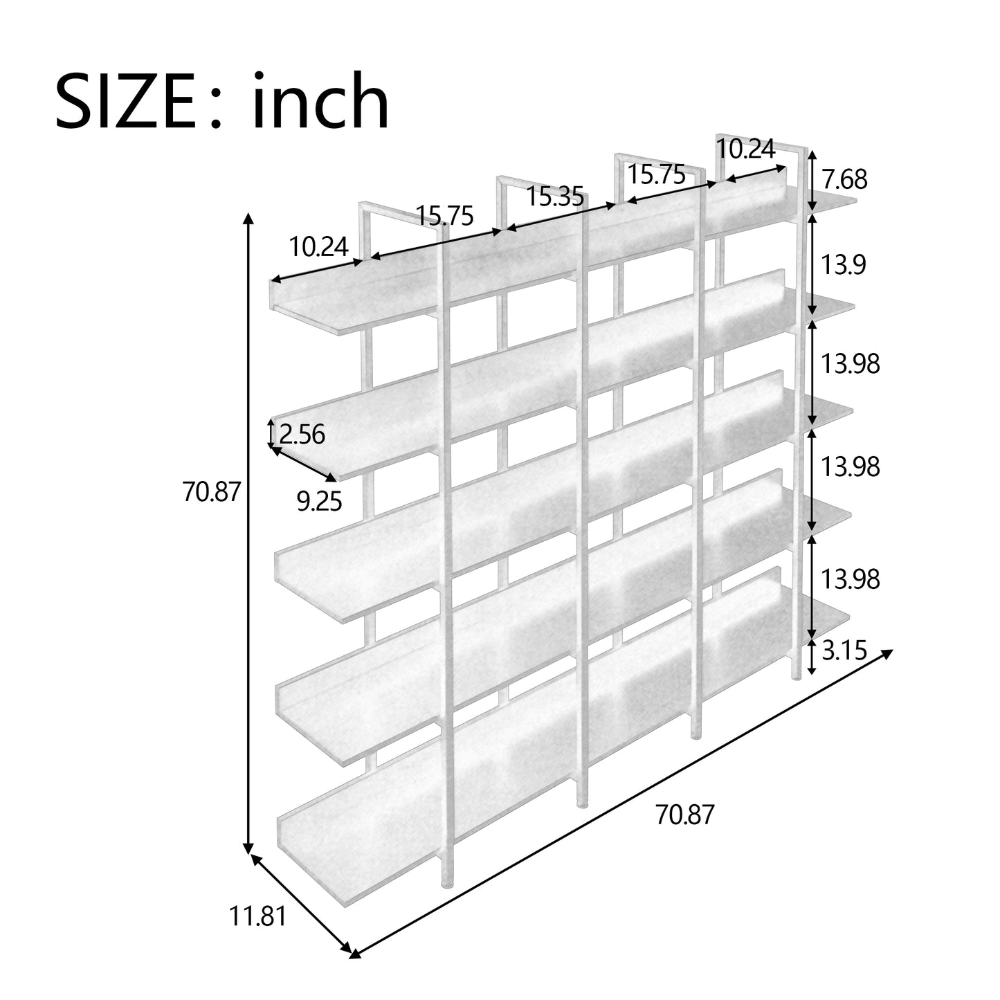 [VIDEO] 5 Tier Bookcase Home Office Open Bookshelf, Vintage Industrial Style Shelf with Metal Frame, MDF Board