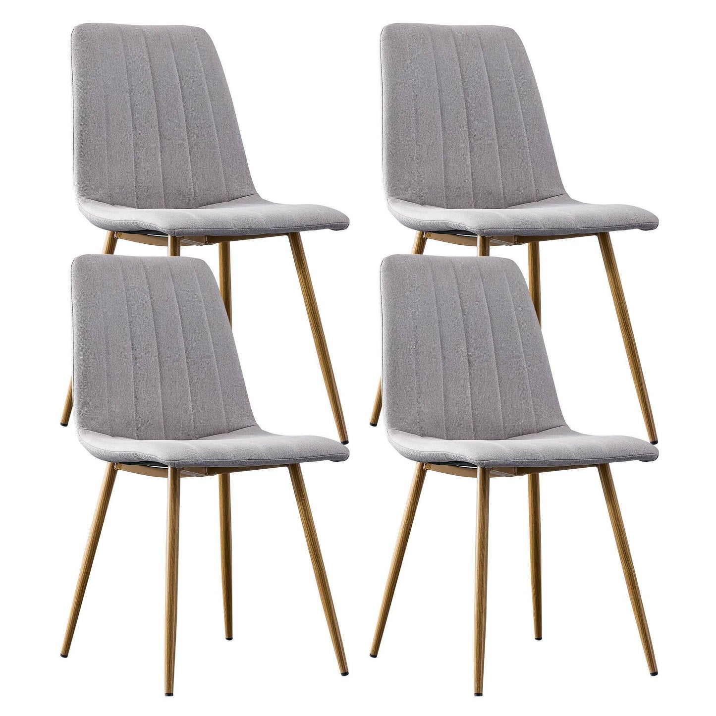 Dining Chairs Set of 4, Modern Style Dining Kitchen Room Upholstered Side Chairs.Accent office Chairs with Soft Linen and Wood color Metal Legs.For dining room living room office.Light grey