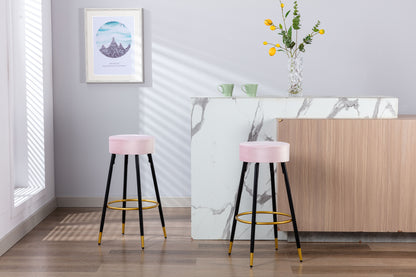 Counter Height Bar Stools Set of 2, Velvet Kitchen Stools Upholstered Dining Chair Stools 24 Inches Height with Golden Footrest for Kitchen Island Coffee Shop Bar Home Balcony,