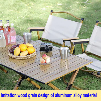 Portable picnic table, rollable aluminum alloy table top with folding solid X-shaped frame ZB1001MW