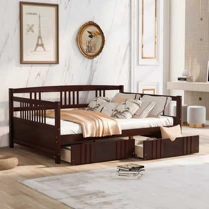 Full Size Daybed Wood Bed with Two Drawers,Espresso（OLD  SKU:LP000058AAP）