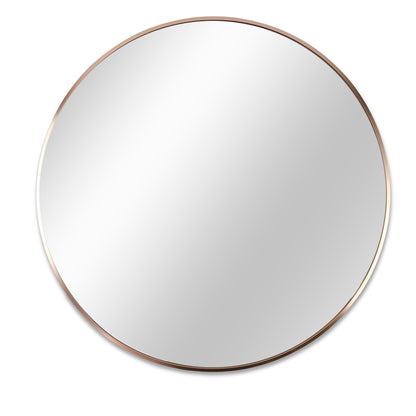 Round Mirror, Circle Mirror 32 Inch, Gold Round Wall Mirror Suitable for Bedroom, Living Room, Bathroom, Entryway Wall Decor and More, Brushed Aluminum Frame Large Circle Mirrors for Wall