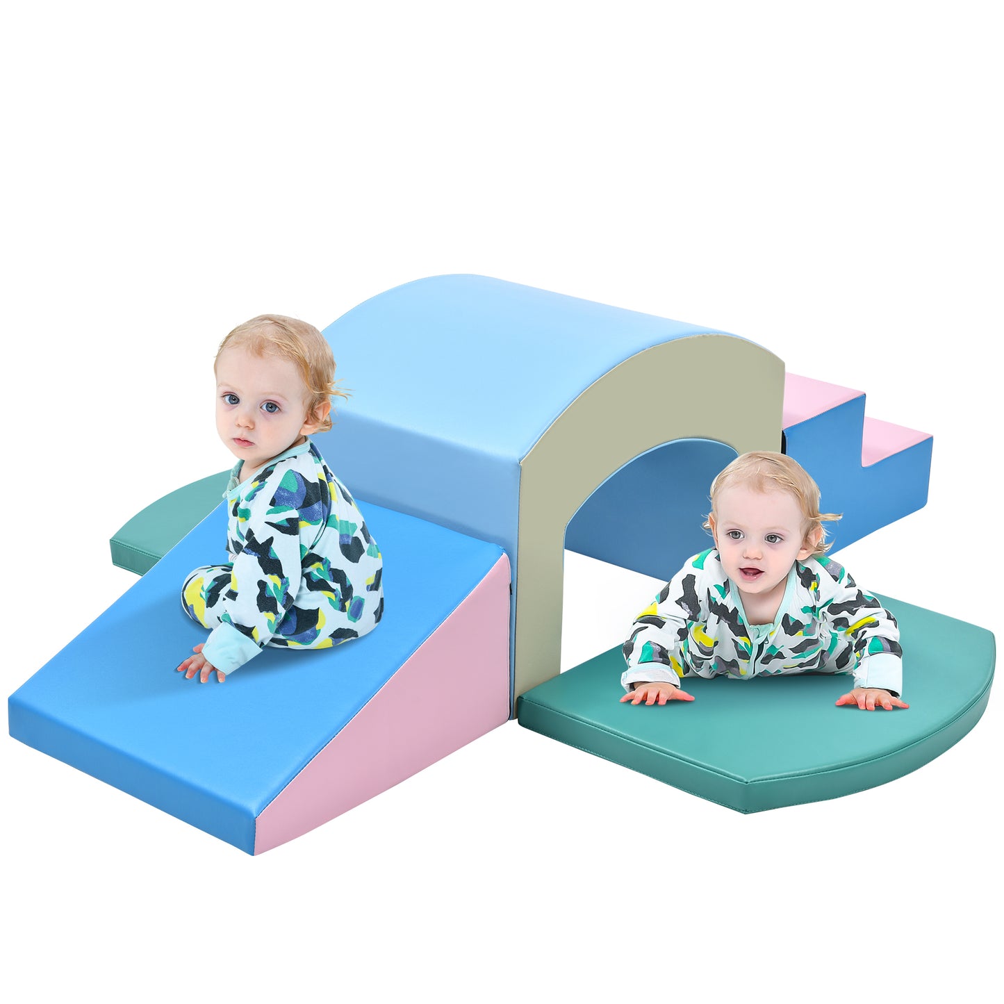 Soft Foam Playset for Toddlers, Safe SoftZone Single-Tunnel Foam Climber for Kids, Lightweight Indoor Active Play Structure with Slide Stairs and Ramp for Beginner Toddler Climb and Crawl