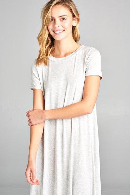 SOLID SWING SHORT SLEEVE DRESS