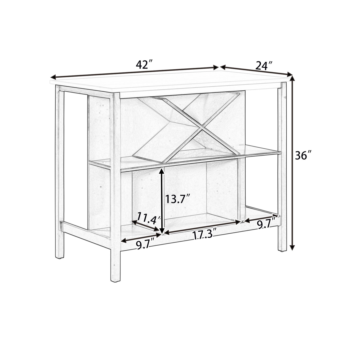 TOPMAX Farmhouse Wood Stationary Counter Height Kitchen Island Dining Table with  Shelves and Wine Rack for Small Places,Blue Frame+White Top