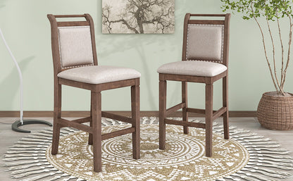 TOPMAX 2-Piece Upholstered Wood Breakfast Nook Dining Chairs for Small Places, Brown