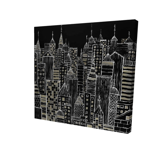 Illustrative city towers - 32x32 Print on canvas