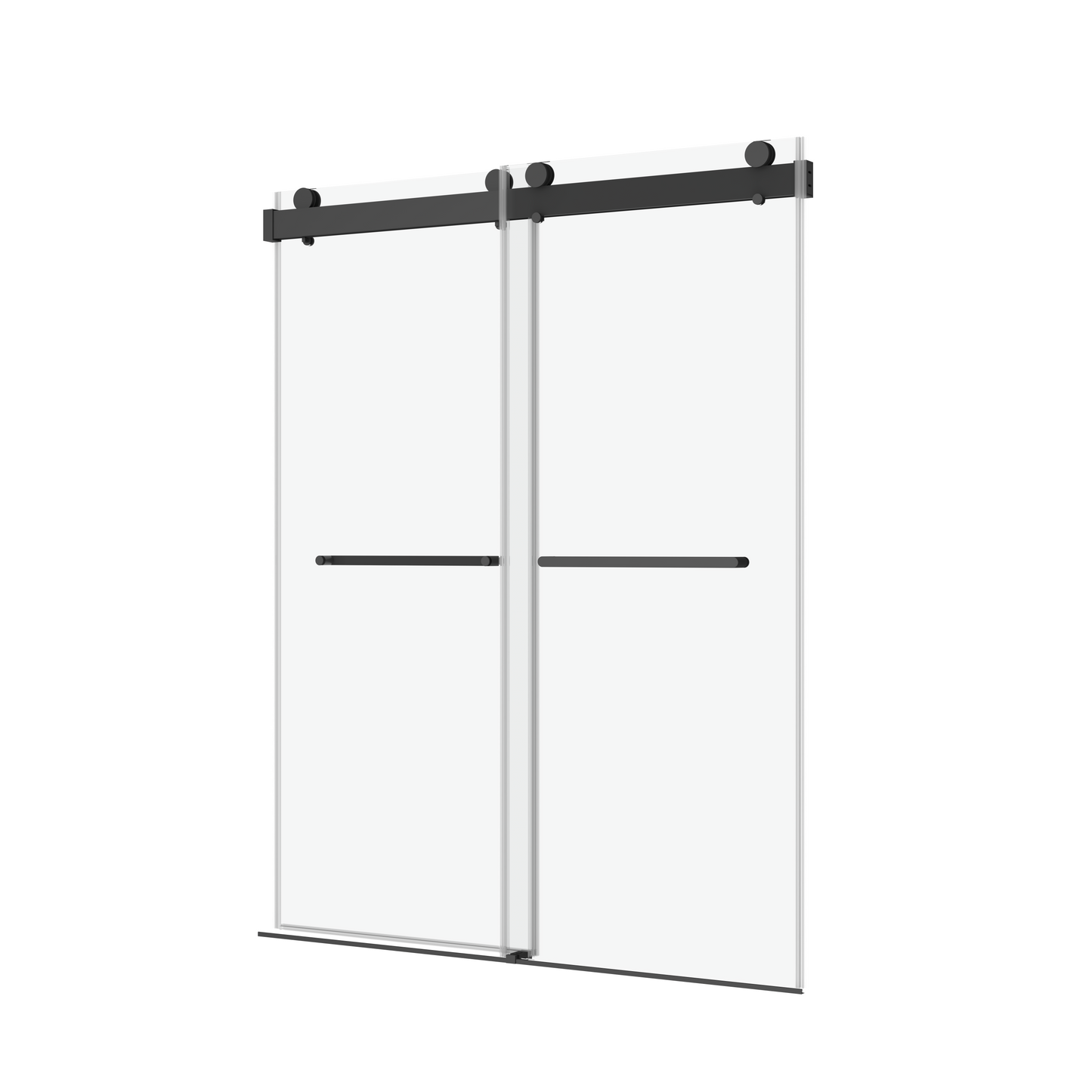 60 in. W x 76 in. H Sliding Frameless Shower Door in Matte Black with 3/8 in. (10 mm) Clear Glass with buffer