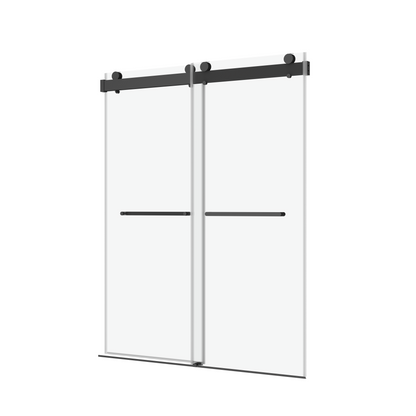 60 in. W x 76 in. H Sliding Frameless Shower Door in Matte Black with 3/8 in. (10 mm) Clear Glass