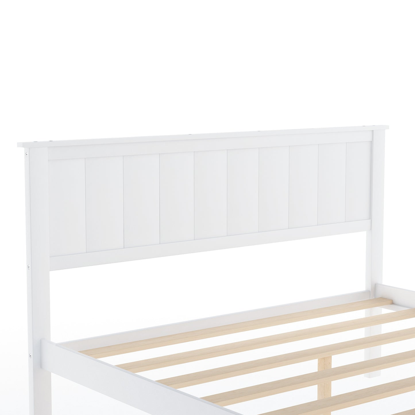 Full Size Platform Bed with Under-bed Drawers, White