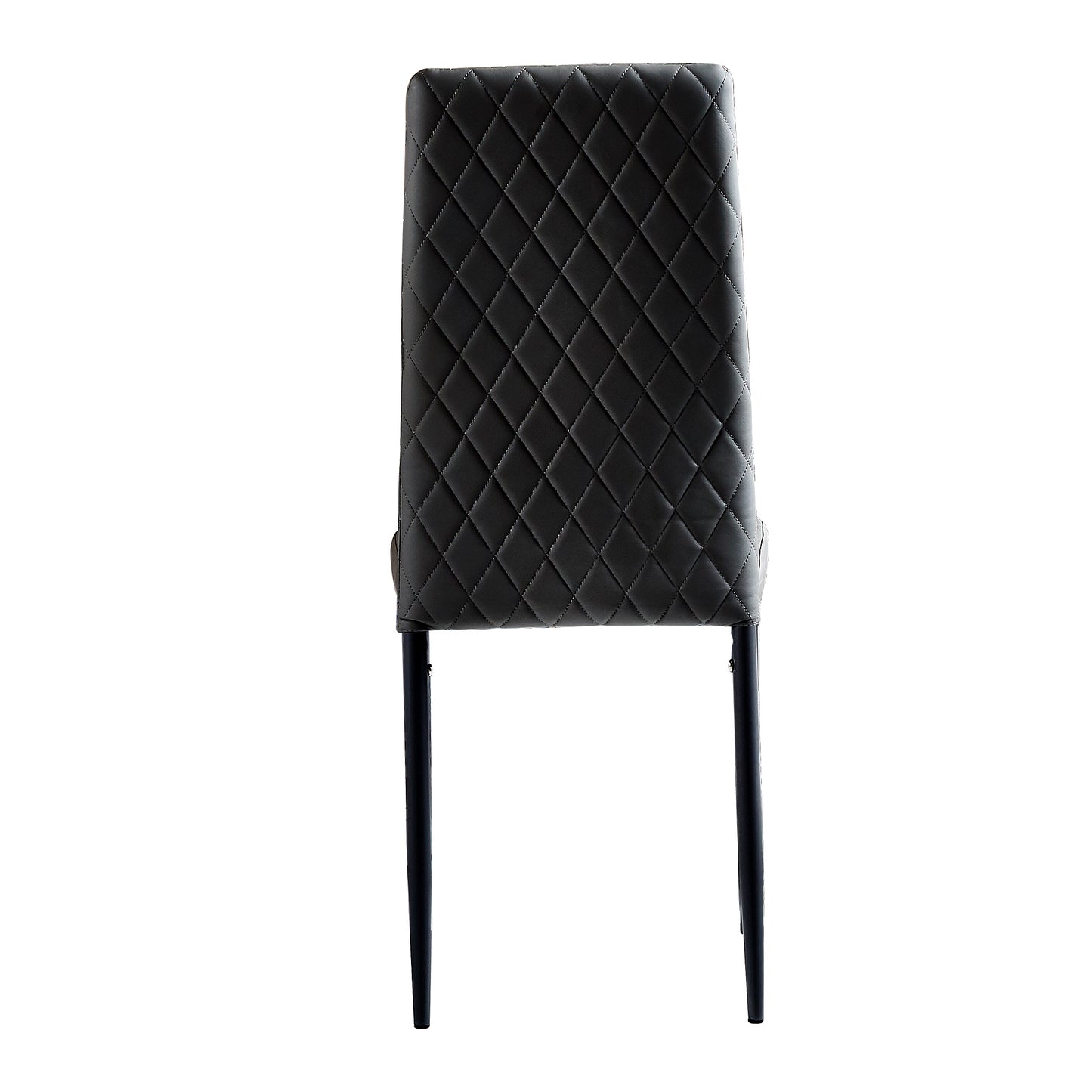 Black modern minimalist dining chair fireproof leather sprayed metal pipe diamond grid pattern restaurant home conference chair set of 6