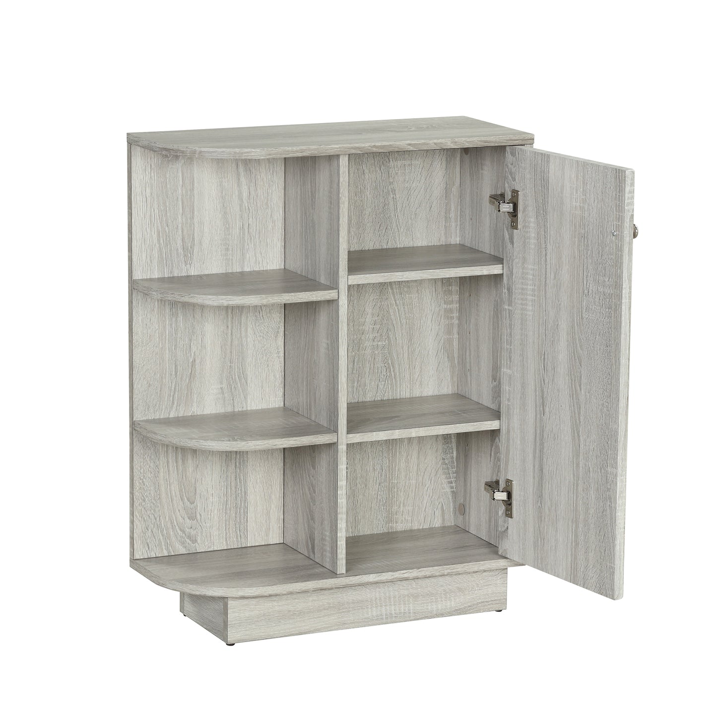Open Style Shelf Cabinet with Adjustable Plates Ample Storage Space Easy to Assemble, Oak