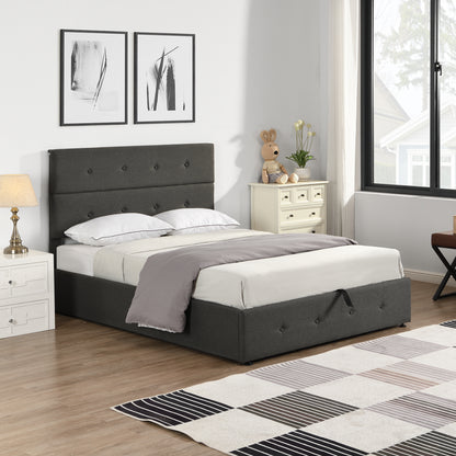 Upholstered Platform Bed with Underneath Storage,Full Size,Gray