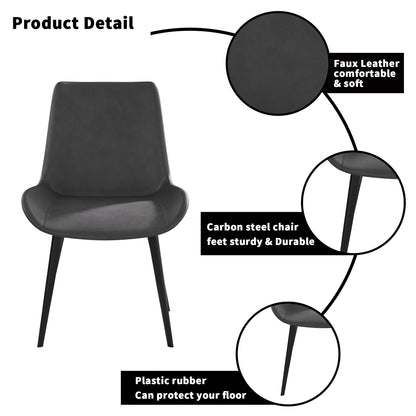 Modern Dining Chair Living Room Black Metal Leg Dining Chair-Grey-4pcs/ctn