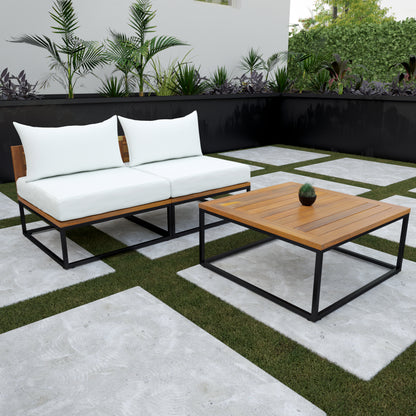 Taradale Outdoor Coffee Table and Modular Loveseat Set – 2pc