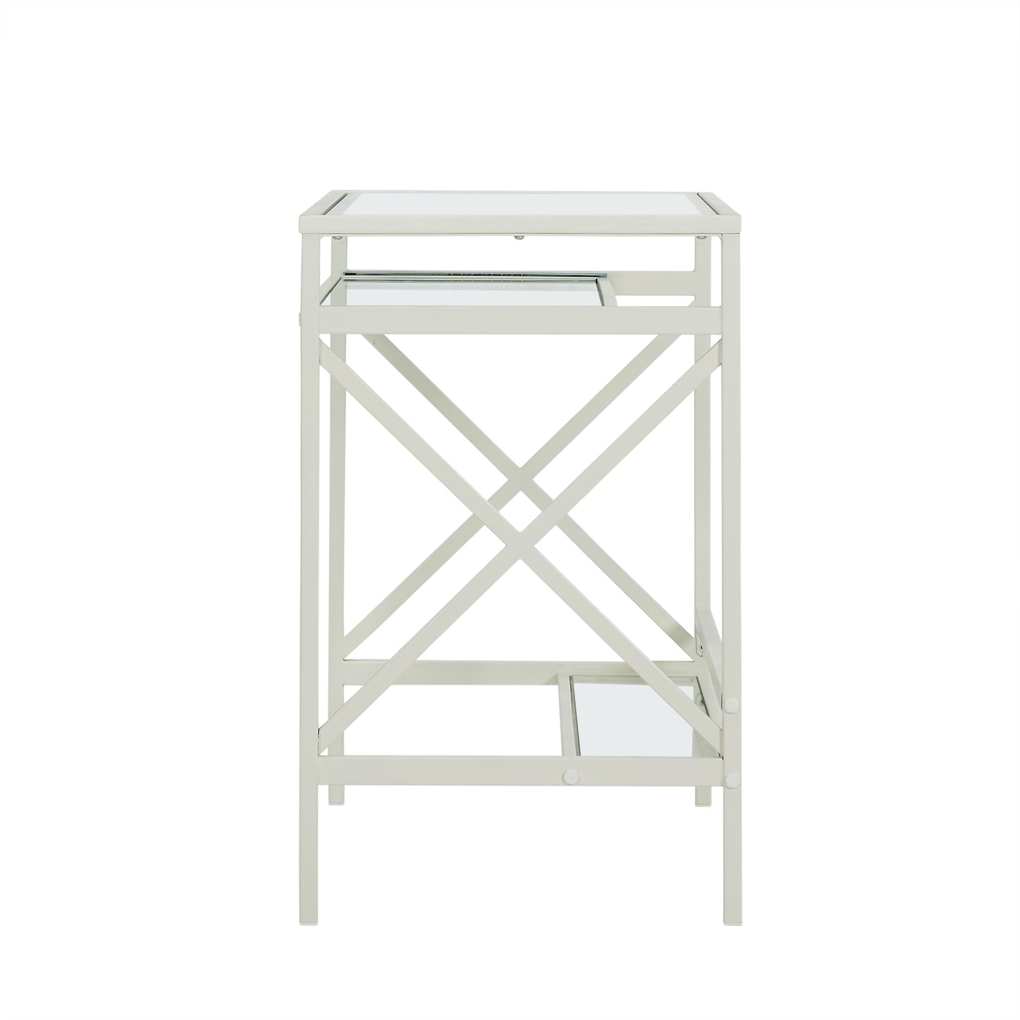 Elvan Metal/Glass Small-Space Desk - White