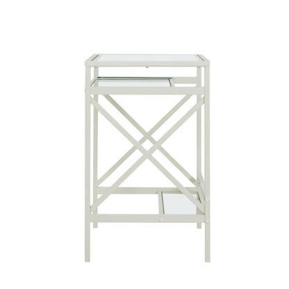 Elvan Metal/Glass Small-Space Desk - White