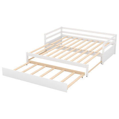 Twin or Double Twin Daybed with Trundle,White