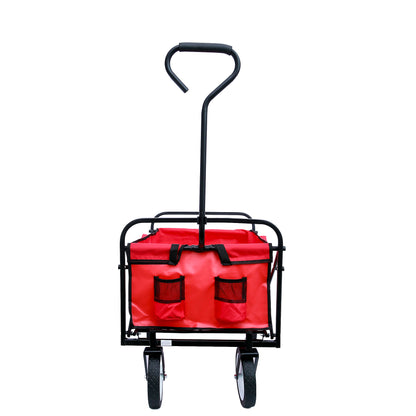 Folding Wagon Garden Shopping Beach Cart (Red)